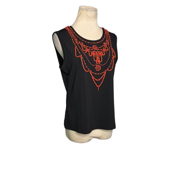 Taifun black orange beads embellishments sleeveless top size Medium - Picture 9 of 12